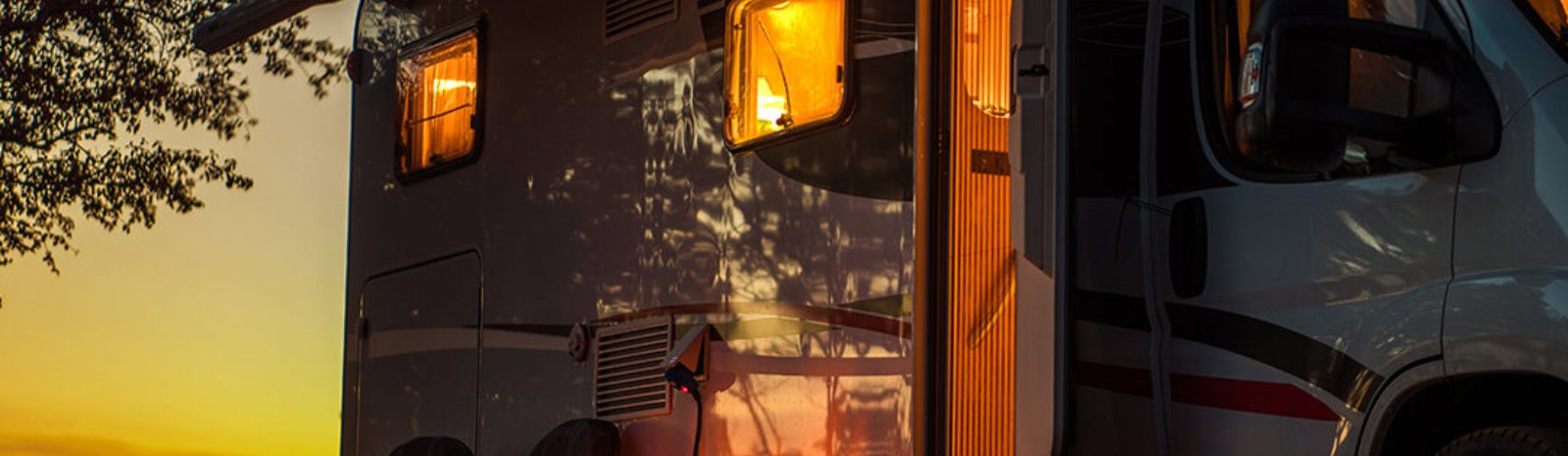 an RV parked outdoors